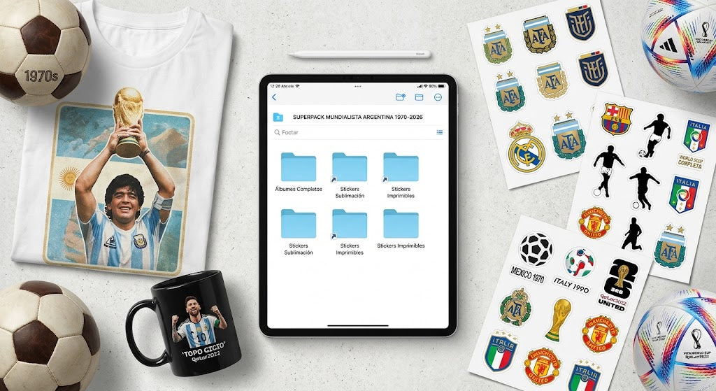 Mega Pack Argentina – Stickers de Argentina para Sublimación + Álbumes Históricos + Juego de cartas UNO con los Jugadores | Descarga Inmediata