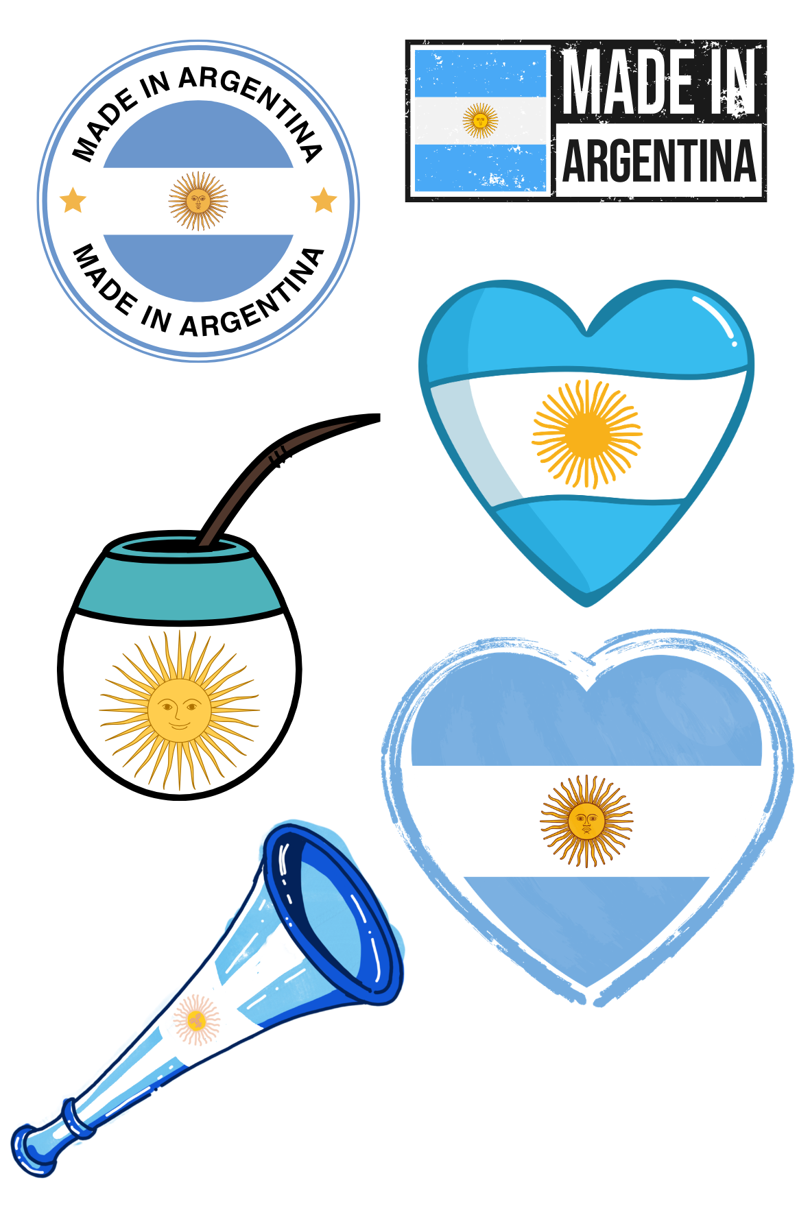 Mega Pack Argentina – Stickers de Argentina para Sublimación + Álbumes Históricos + Juego de cartas UNO con los Jugadores | Descarga Inmediata