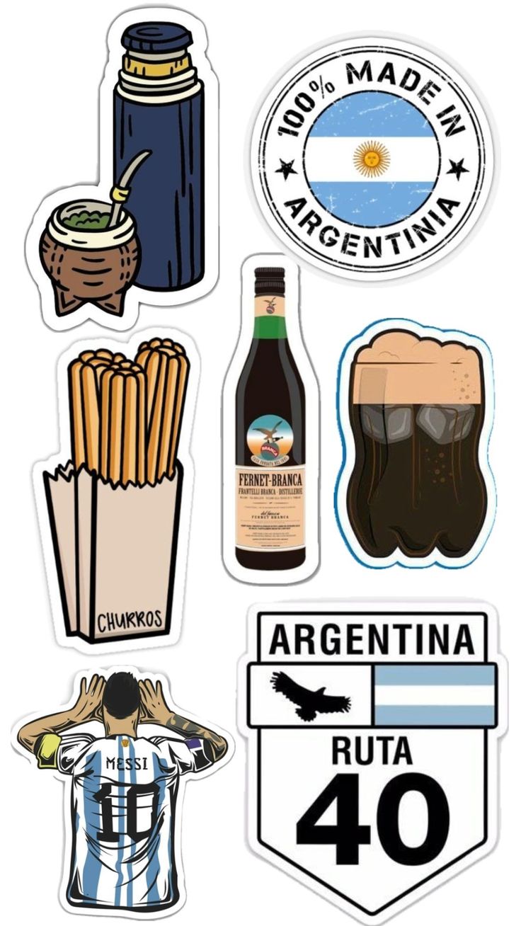 Stickers Argentina fútbol y Messi - PNG transparente para sublimar