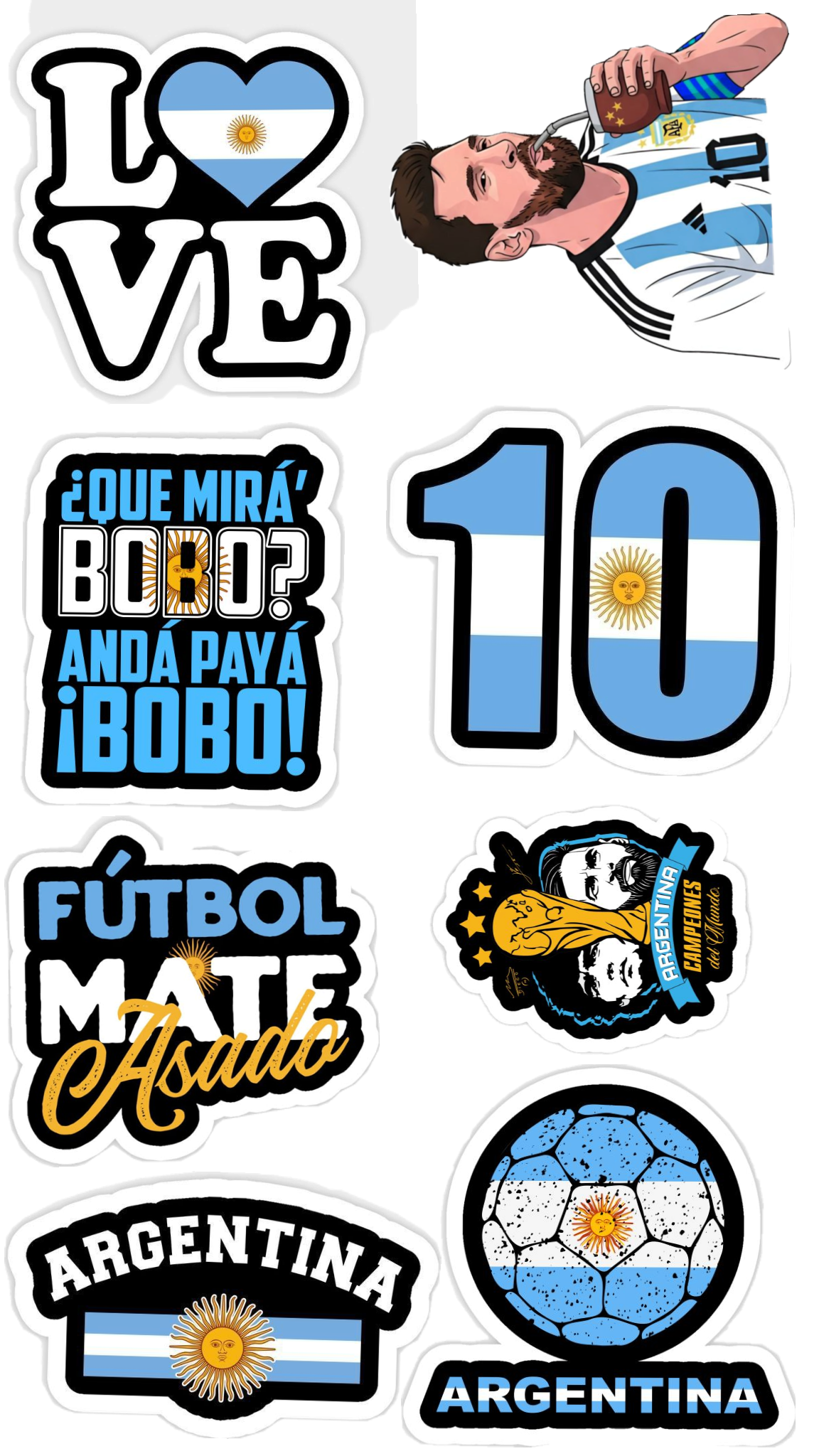 Mega Pack Argentina – Stickers de Argentina para Sublimación + Álbumes Históricos + Juego de cartas UNO con los Jugadores | Descarga Inmediata
